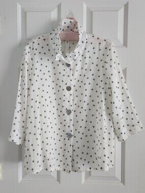 Fridaze Flora 100% Linen Cropped Shirt Jacket With Wired Collar